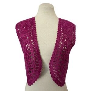 Bandolino Applique Crop Purple Vest Size S